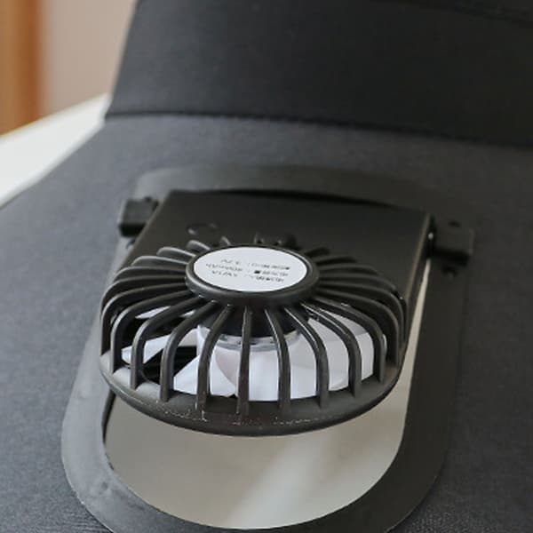 Børnesolhat med ventilator, UV-beskyttelse, bred skygge, 3 niveauer, USB genopladelig, sort