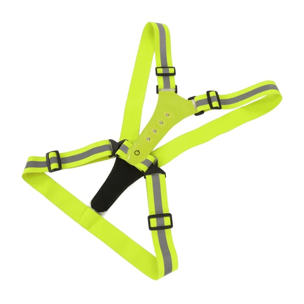 Refleksvest med LED, 3 lysmoduser, 360° beskyttelse for løping og sykling, gul