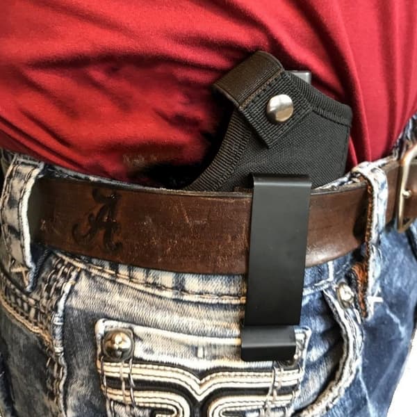 Skjult Bærepistolhylster med Elastikbælte og Stålclips til Bælter Op til 2 Tommer - 800D Nylon, Sort