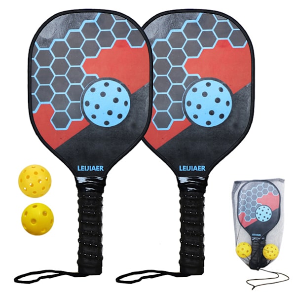 Træ Pickleball Ketcher Sæt med 2 Ketchere, Bolde og Netpose til Begyndere