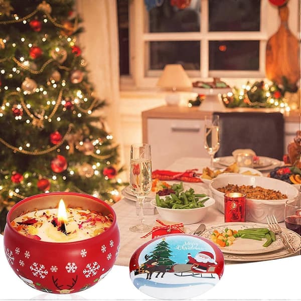 Juldoftljusset, Vinterjulljus, Julklappar till Alla hjärtans dag, Doftljus i sojavaxburk 4 st