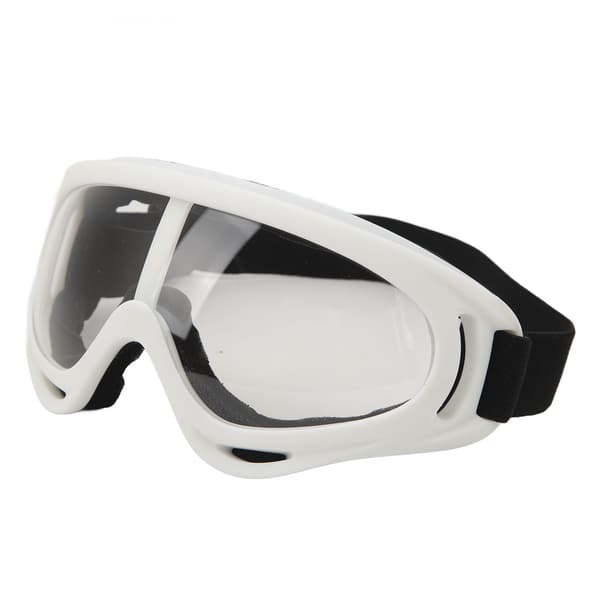 PC skibriller med klare linser, UV-beskyttelse, justerbart hodebånd, snowboard, hvit