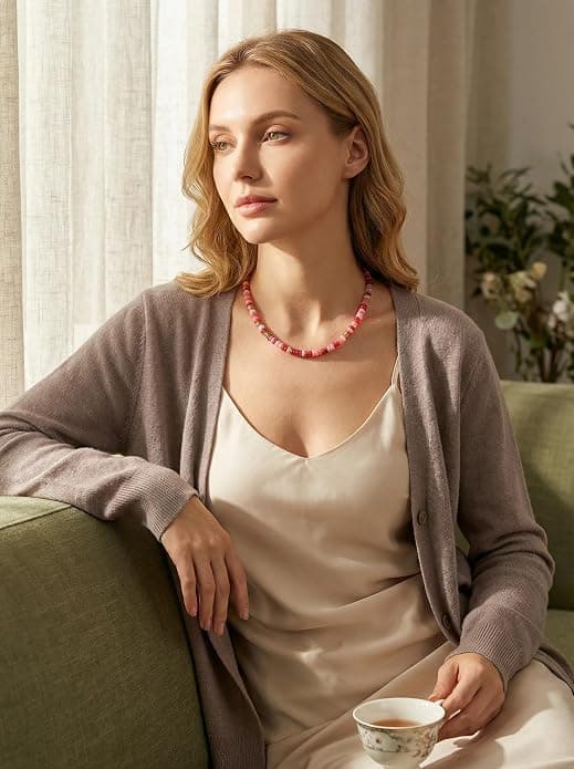 Perlekjede for kvinner, helbredende krystaller, edelstensperler, fargerikt Boho-stein B.