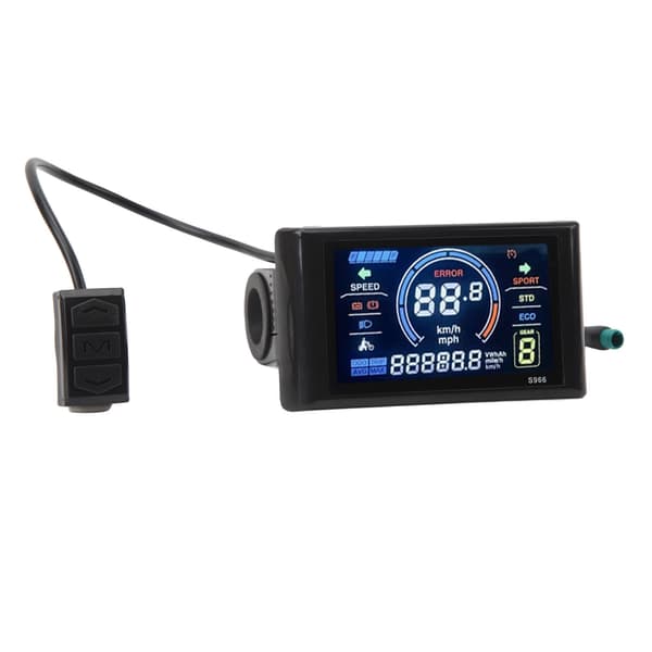 S966 LCD-displaypanel til 24-72V elcykel, vandtæt, letvægts, til 22,2 mm styr