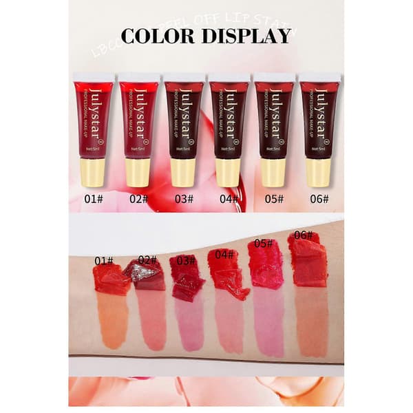 Avtrekkbar lipgloss, langvarig vanntett leppestift, leppefarge