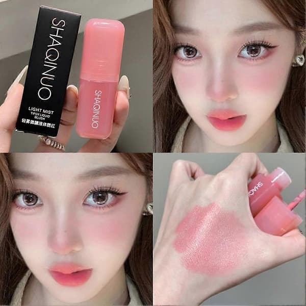 Pink flydende blush, mat og naturlig finish, velegnet til både læber og kinder.