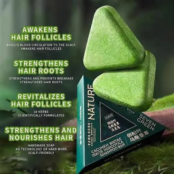 3 kpl Nature Triangle -shampoopalaa, Nature Seven Green Soap -shampoo, luonnollinen Usman Grass -shampoopalaa...