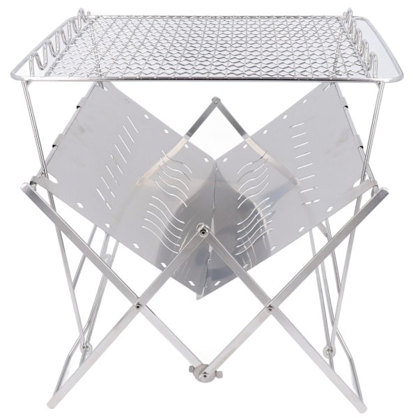 Bærbar kulgrill i rustfrit stål med stabil base til camping og picnics