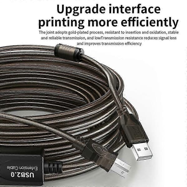 U210ab 15m USB 2.0 hann til firkantet USB Type-B hann skriverkabel PVC skriverkabel