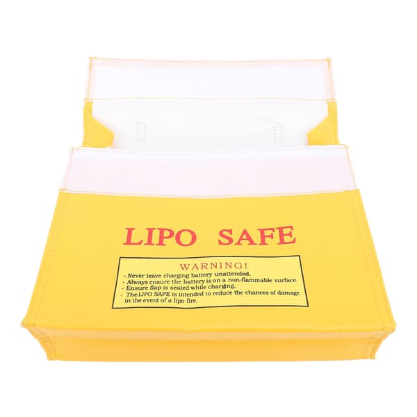 Brann- og eksplosjonssikkert LiPo-batterietui med borrelåslukking.