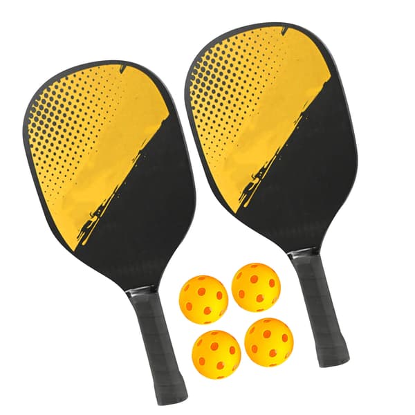 2-Pickleball Paddle Sæt med Bolde og Opbevaringstaske - Gul