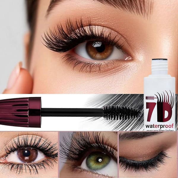 7D vandfast mascara, forlængende og volumengivende mascara, langtidsholdbar og smudsfri formel (sort)