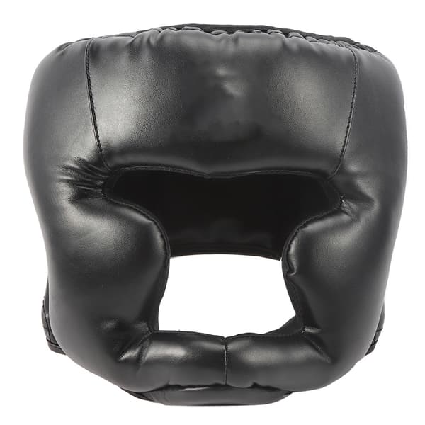 Svart hodebeskyttelseshjelm for boksing/Muay Thai, voksen/barn, med støtabsorberende skum