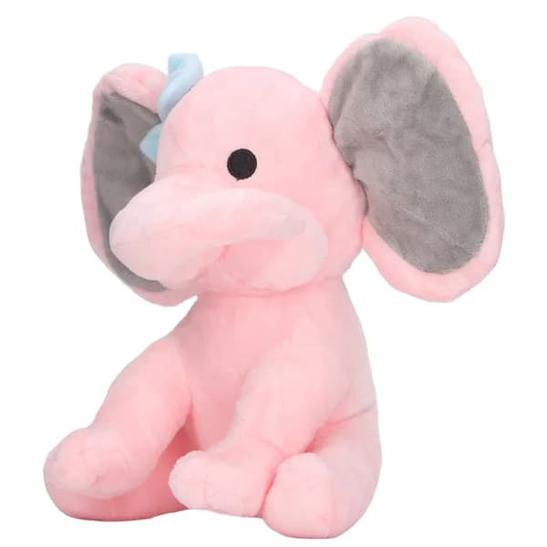 Elefant plyslegetøj, multifunktionelt plyslegetøj, sikkert, behageligt, blødt og luftigt, lyserødt.