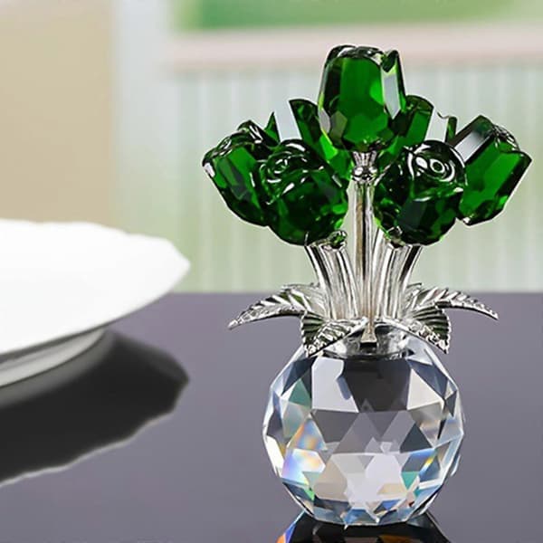 Krystalroseornamenter, krystalbuketter, samleobjekter, håndlavede rosegaver til koner, mødre og kærester.