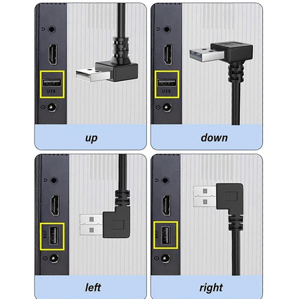 L-formad USB 3.0 förlängningskabel, 90-graders böj, 5 Gbps adapterkabel, lämplig för stationära datorer, bärbara datorer och kringutrustning.