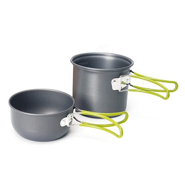 Bærbart campingsæt med kniv, gaffel, ske, aluminiumslegering og opbevaringspose
