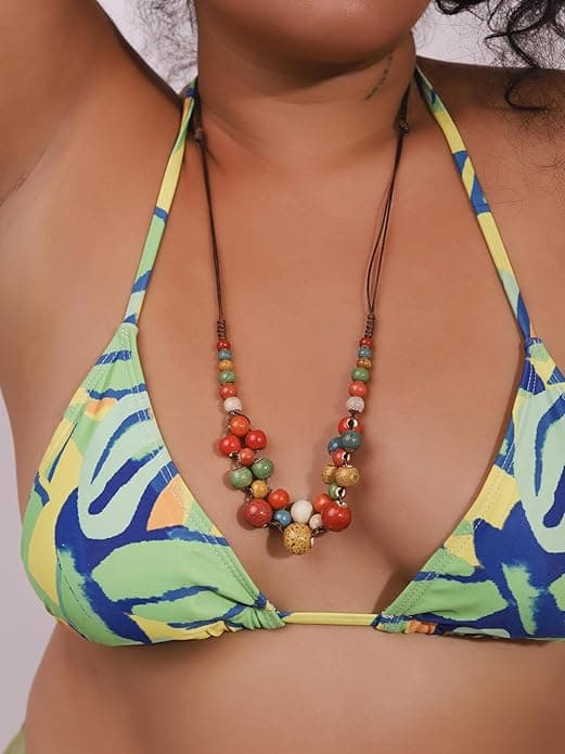 Hippie Boho Farverige Keramiske Runde Perler Halskæde, Boheme Mode Statement Smykker Gave til Kvinder