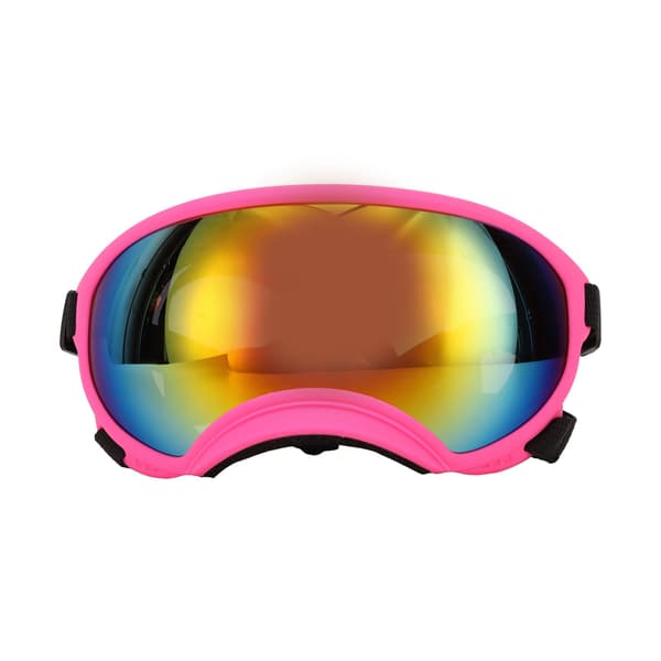 UV-säkra hundsolglasögon med justerbar rem, förstärkta linser, rosa
