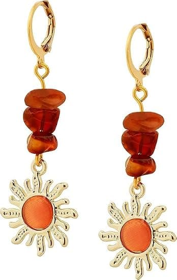 Orange Boho Hippie Gotiske Krystal Himmel Sol Øreringe, Boho Hippie Smykker, Jule Smykker.