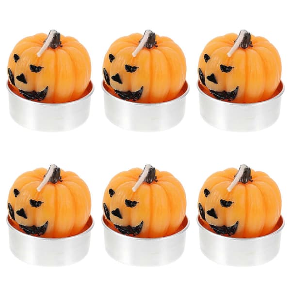 Halloweenljus Orange pumpa för dekoration 6 st Halloween-tillbehör