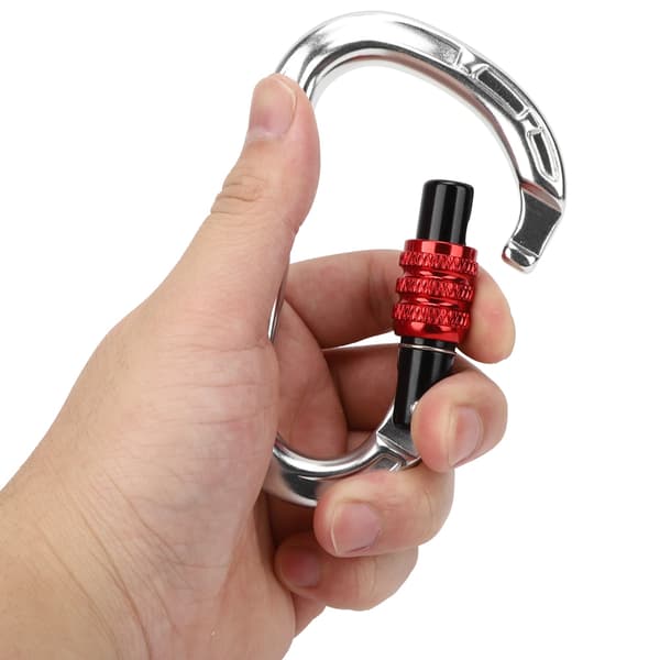 Säkerhetskarbinhake för klättring, camping, bergsklättring, 7075 aluminium, kraftig 25KN, silver