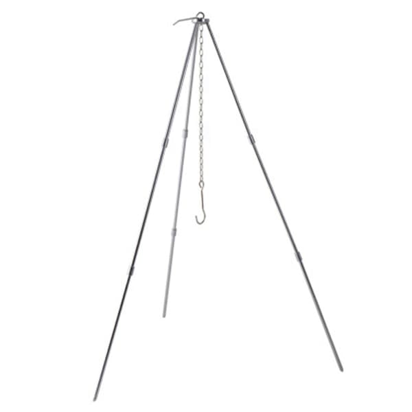 Vikbart köksstativ för camping med kedja och bärväska, silverfärgad aluminiumlegering