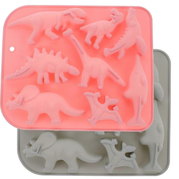 To dinosaur-isbitbrettformer, egnet for blandede drinker, dinosaur-silikonformer, søte multifunksjonelle silikonformer, dinosaur-ispinneformer.
