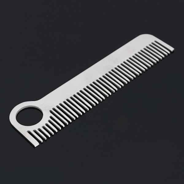 Minimalist gravert kam i rustfritt stål for hår og bart, bærbar, 14 cm