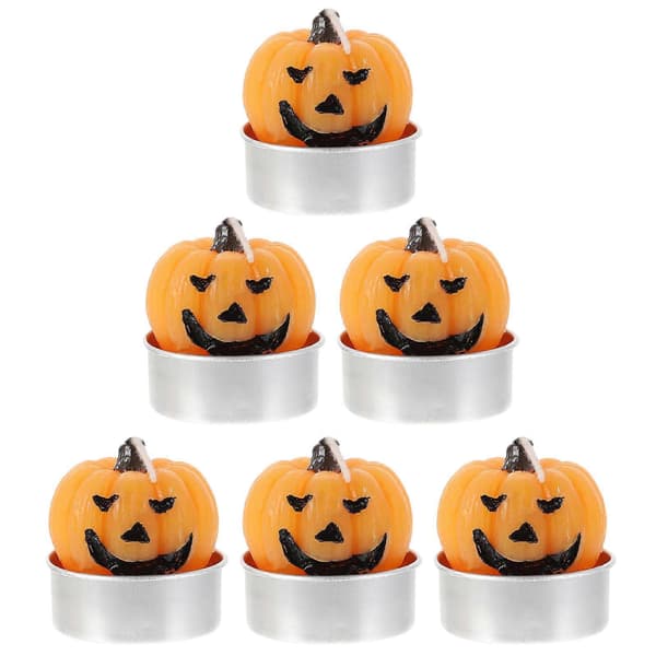 Halloweenljus Orange pumpa för dekoration 6 st Halloween-tillbehör