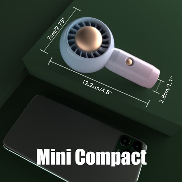 Mini bærbar genopladelig ventilator med aromaterapi, lydløs, til rejser og hjemmet