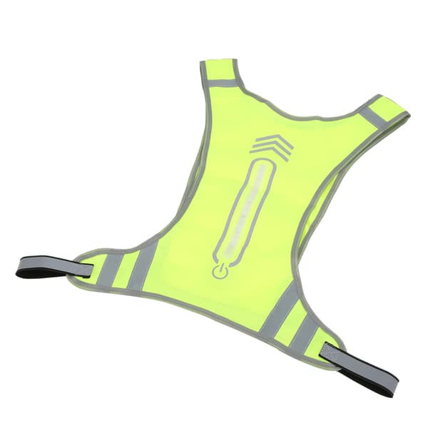 Gul LED refleksvest for sykling og nattløping med 200m synlig lys