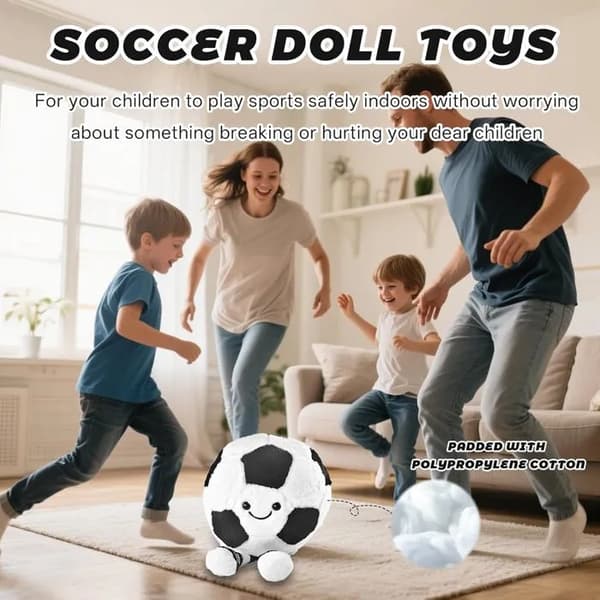 Myk plysj fotballformet pute (25 cm) - Gave til barn, romdekorasjon