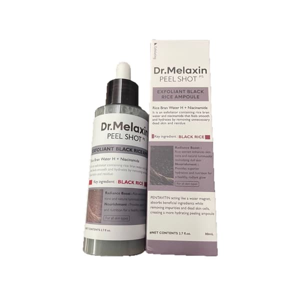 Dr. Melaxin Rice Softening Essence 80ml - Lysner, udjævner pletter og eksfolierer (Sort Ris/Hvid Ris) Black rice