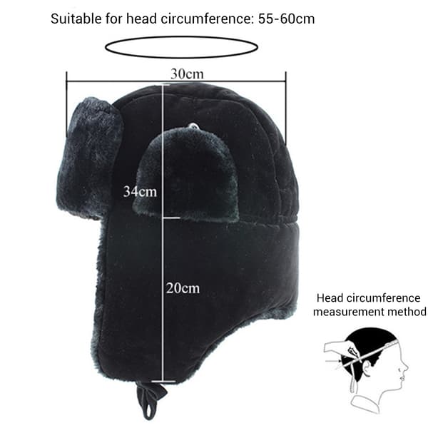 Ushanka Vinterlue med Merke, Bomber Pilotlue, Varm med Øreklaff, Unisex
