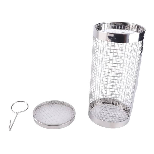 Bærbar rullende grillkurv i rustfrit stål, cylindrisk form, finmasket, til camping og picnics