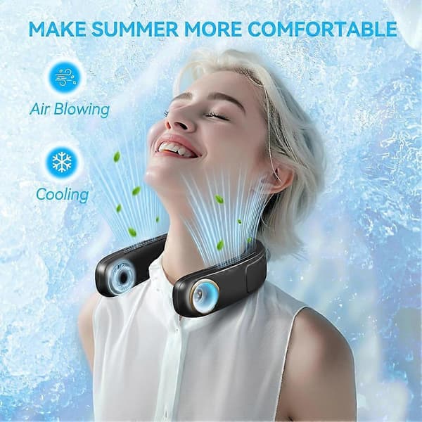Uppladdningsbar bladlös nackfläkt som blåser sval luft (svart, 4000 mAh)