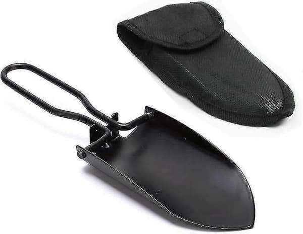 Bærbar sammenleggbar spade i rustfritt stål med oppbevaringspose, mini grøftespade