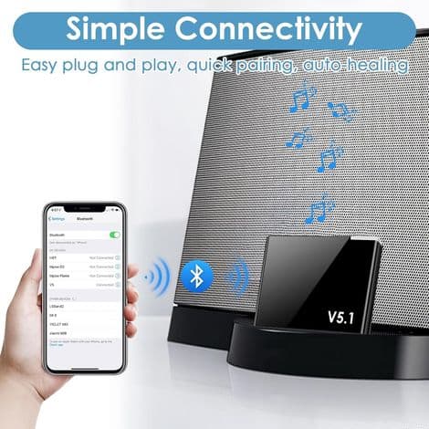 30-bens Bluetooth 5.1-modtager biladapter, adapter til Hi-Fi-systemer, Bose Sound Dock og andre dockingstationer