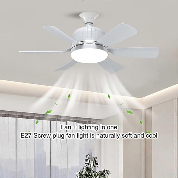 Fjernstyret loftventilator med LED-belysning og justerbar ventilatorhastighed, velegnet til moderne stuer (hvid).