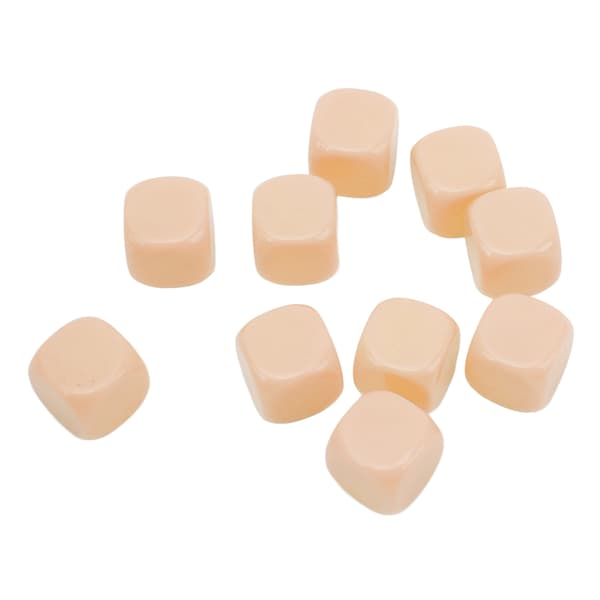 30 STK DIY Tomme Terninger, 6 Avrundede Sider, for Brettspill, Matematikklæring, Beige