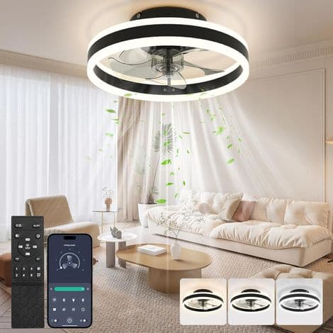 Loftventilator, 40 cm loftventilator med lys, lydløs, 6 hastigheder, variabel intensitet, 3 farver til alle årstider [Energiklasse A]