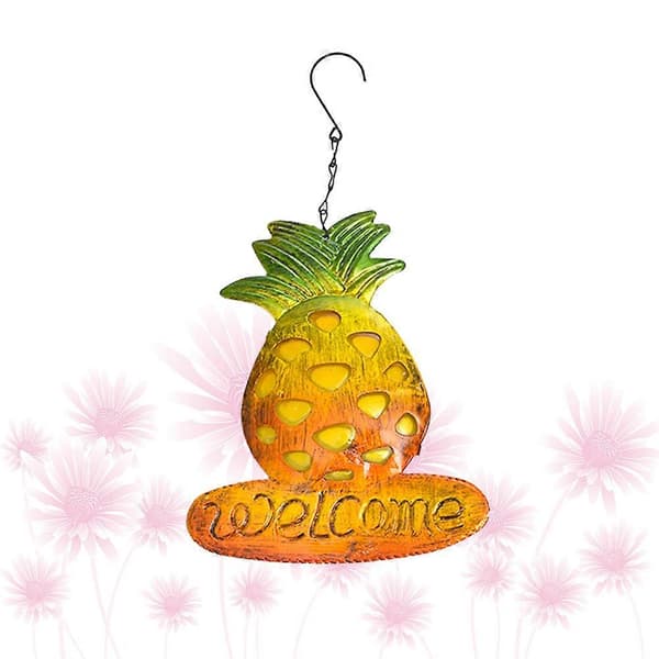 Ananas dekorativ klocka smidesjärn vägghängande prydnad, 1 gul ananas
