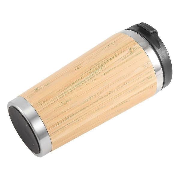 450 ml kaffemugg i bambu, resemugg i rostfritt stål med läckagesäkert lock, isolerad kaffemugg