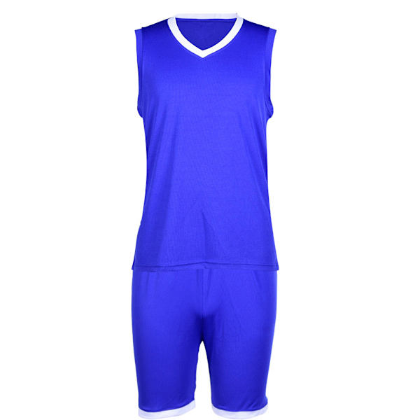 Basketballuniform for gutter og barn, V-hals, ermeløs, atletisk, blå