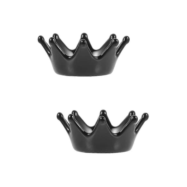 Keramisk smykkeskål, kroneformet, sort bakke, 2-pak