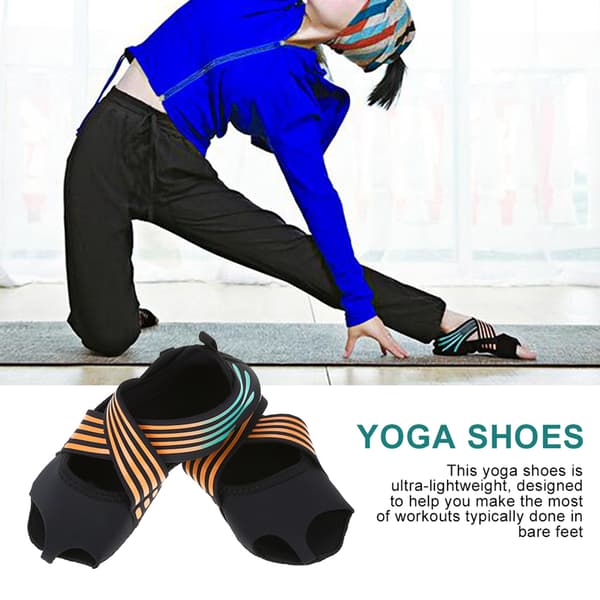 Bløde skridsikre yogasko til Pilates, Barre Danse Træning, Orange (Størrelse 35-36)