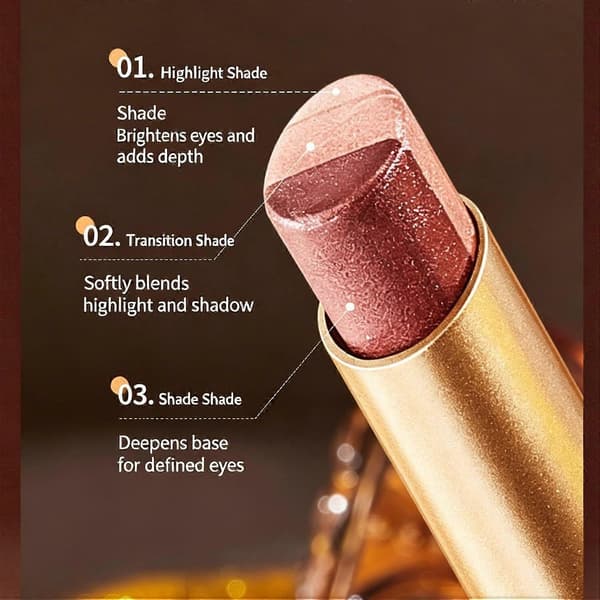 4-pack 3-färgad matt gradient glitter ögonskuggsstift krämig skimmer ögonskugga | Trefärgad blandbar