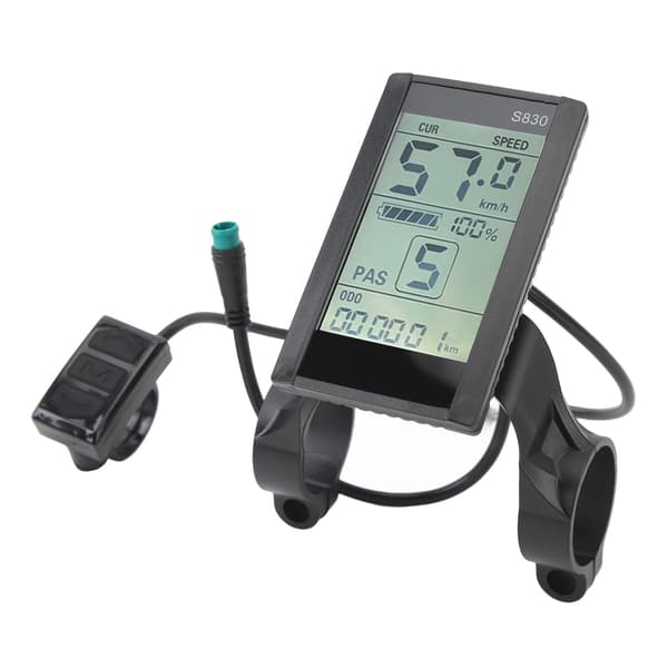 S830 LCD-displaypanel til elcykler og el-løbehjul 24V 36V 48V med vandtæt 5-bens stik