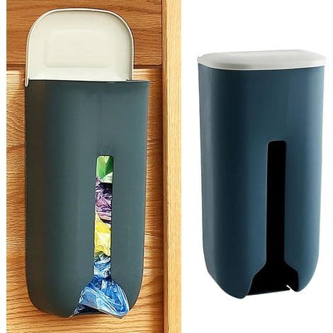 Opbevaringsboks til plastikposer, køkkenposedispenser, indkøbsposeorganisator (Mørkeblå)